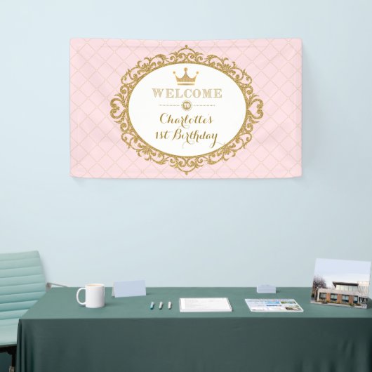 Kroonprinses verjaardagsfeest roze koninklijk welk spandoek (Beurs)