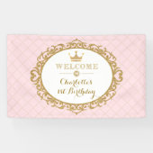 Kroonprinses verjaardagsfeest roze koninklijk welk spandoek (Horizontaal)