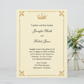 Kroonregentschap in Goud en Ivoor Bruiloft Kaart (Staand voorkant)