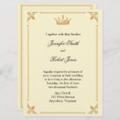 Kroonregentschap in Goud en Ivoor Bruiloft Kaart (Voorkant / Achterkant)