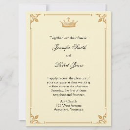 Kroonregentschap in Goud en Ivoor Bruiloft Kaart