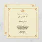 Kroonregentschap in goud en ivoor bruiloft uitnodi kaart (Voorkant / Achterkant)