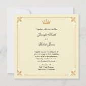 Kroonregentschap in goud en ivoor bruiloft uitnodi kaart (Voorkant)