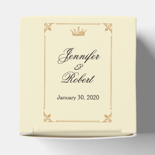 Kroonregentschap in Goud en Ivoor Favor Box Bedankdoosjes (Bovenkant)