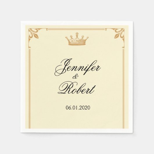 Kroonregentschap in Goud en Ivoor Servetten (Voorkant)