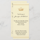 Kroonregentschap in Goud en Ivoor Trouwprogramma Programmakaart (Voorkant / Achterkant)