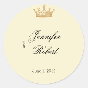Kroonregentschap in Gouden en Ivoren Envelopzegel Ronde Sticker