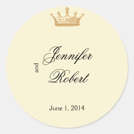 Kroonregentschap in Gouden en Ivoren Envelopzegel Ronde Sticker (Voorkant)