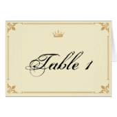 kroonregime in Gold Ivory Wedding Table Number (Voorkant Horizontaal)