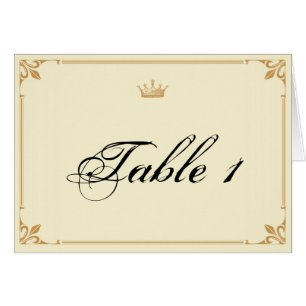 kroonregime in Gold Ivory Wedding Table Number