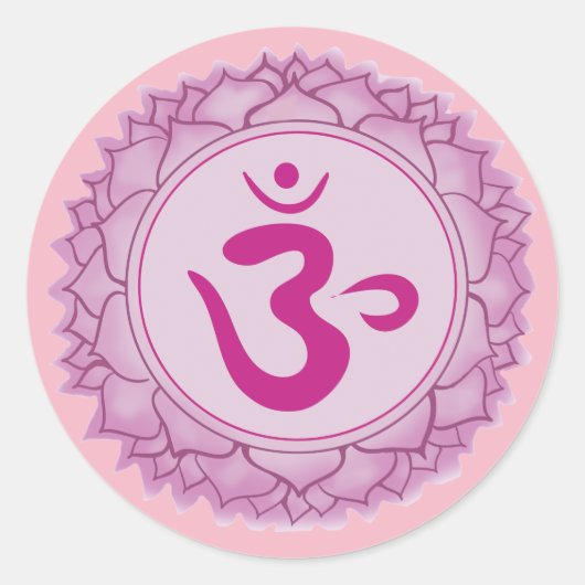 Kroonroze chakra Classic Ronde Sticker, Glanzend Sticker (Voorkant)