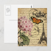 kroonschrift hydrangea vogel botanisch briefkaart (Voorkant / Achterkant)