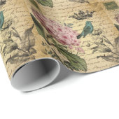 kroonschrift hydrangea vogel botanisch cadeaupapier (Rol Hoek)