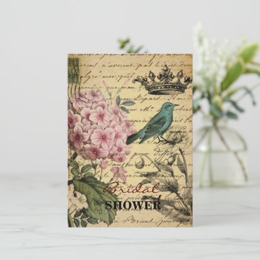 kroonschrift hydrangea vogel botanisch kaart (Staand voorkant)