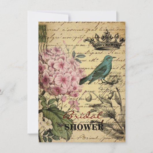 kroonschrift hydrangea vogel botanisch kaart (Voorkant)