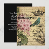 kroonschrift hydrangea vogel botanisch kaart (Voorkant / Achterkant)