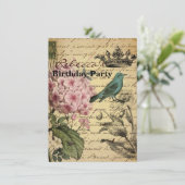 kroonschrift hydrangea vogel botanisch kaart (Staand voorkant)