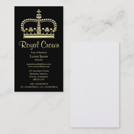 Kroonsymbool 06 3D - #F7EDA5 op zwart Visitekaartje (Voorkant / Achterkant)