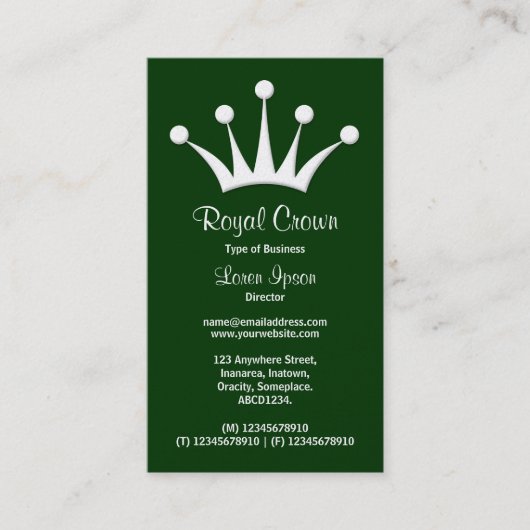 Kroonsymbool - Donkergroen 003300 (goud) Visitekaartje (Voorkant)