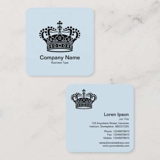 Kroonsymbool - zwart op Bleek blauw Vierkante Visitekaartje (Voorkant / Achterkant)