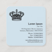 Kroonsymbool - zwart op Bleek blauw Vierkante Visitekaartje (Achterkant)
