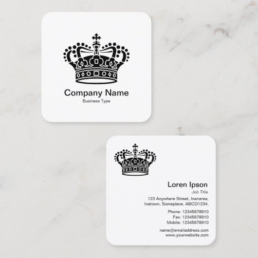Kroonsymbool - Zwart op wit Vierkante Visitekaartje (Voorkant / Achterkant)