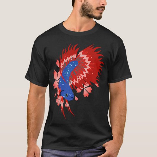 kroontail betta met sakura bloemblaadjes t-shirt (Voorkant)