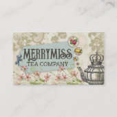  kroontheepot fruitbloem hand gemengde thee visitekaartje (Voorkant)