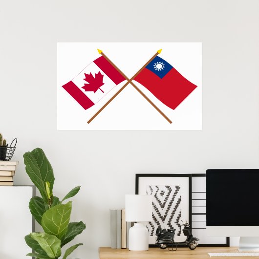 Kroonvlaggen van Canada en Taiwan Poster (Thuiskantoor)