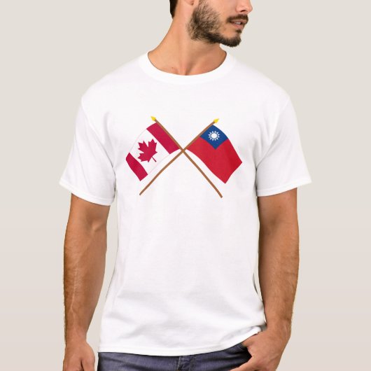 Kroonvlaggen van Canada en Taiwan T-shirt (Voorkant)