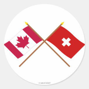 Kroonvlaggen van Canada en Zwitserland Ronde Sticker