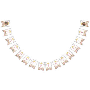 Kroonvlinders Roze Bloemen Foto Gelukkige Verjaard Vlaggetjes