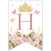 Kroonvlinders Roze Bloemen Foto Gelukkige Verjaard Vlaggetjes (Tweede vlag)