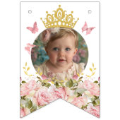 Kroonvlinders Roze Bloemen Foto Gelukkige Verjaard Vlaggetjes (Eerste vlag)