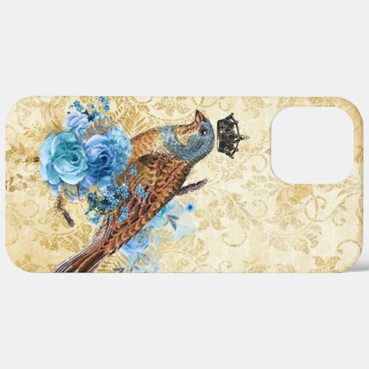  kroonvogel Blauwe Floral Case-Mate iPhone Case (Achterkant (horizontaal))