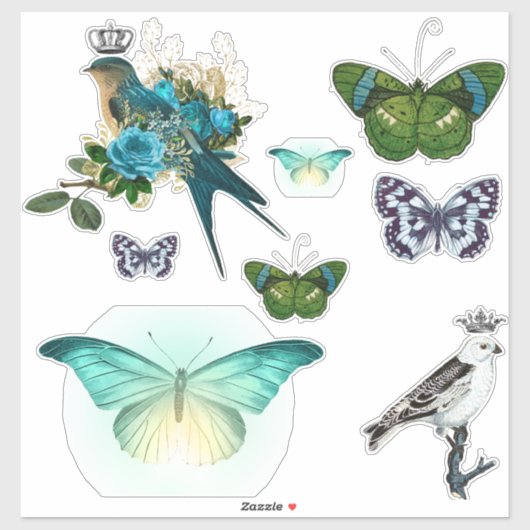 kroonvogels en vlinders sticker (Vel)