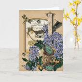 Kroonvogels in het nest - blanco noot kaart (Gele Bloem)