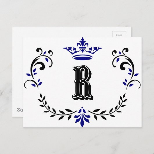 Kroonweimonogram "R" Briefkaart (Voorkant / Achterkant)