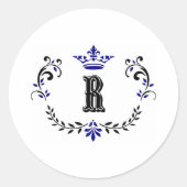 Kroonweimonogram "R" Ronde Sticker (Voorkant)