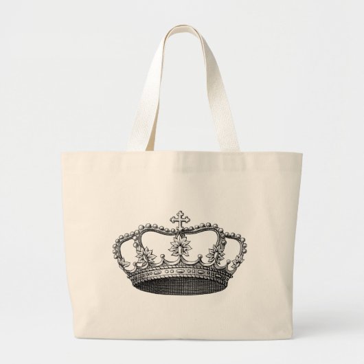 Kroonzwart en wit Grote Tote Bag (Voorkant)