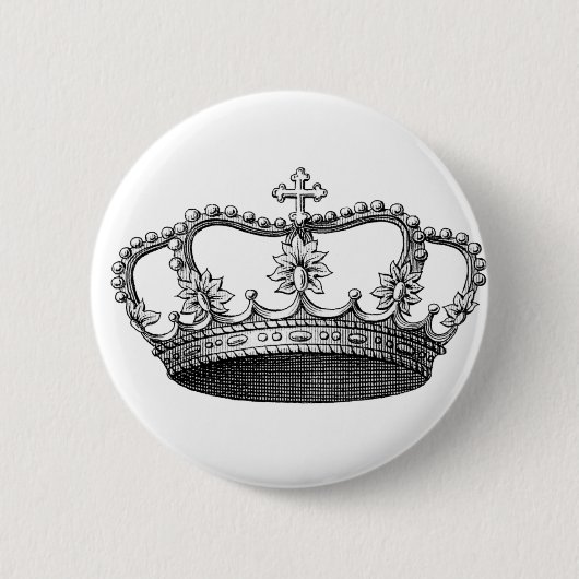 Kroonzwart en wit Ronde Button 5,7 Cm (Voorkant)