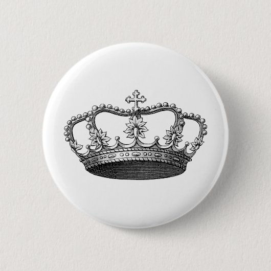 Kroonzwart en wit Ronde Button 5,7 Cm (Voorkant)