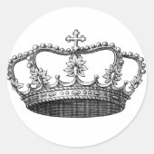  Kroonzwart en wit Ronde Sticker (Voorkant)