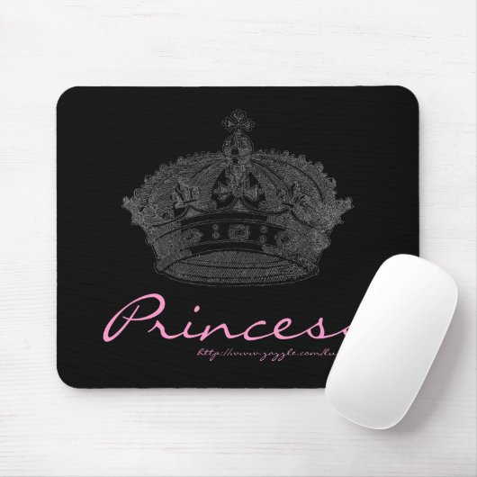 Kroonzwart/roze mousepad muismat (Met muis)