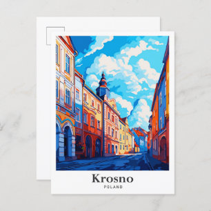 Krosno Polen Vintage Travel Portret Illustratie Briefkaart