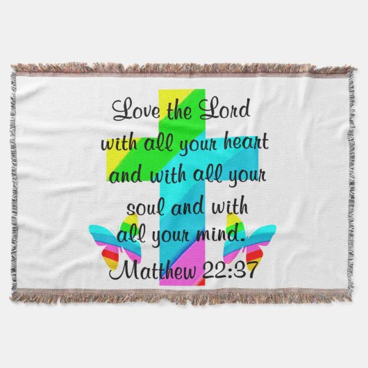 KROSS- EN BUTTERFLY-MATTHEW 22:37-ONTWERP DEKEN (Voorkant)