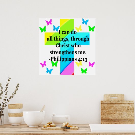  KROSS EN BUTTERFLY PHILIPPIANS 4:13 POSTER (Keuken)