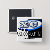 KROSS LAND DAT MOTTO LOOPT - GA DE AFSTAND XC VIERKANTE BUTTON 5,1 CM (Voorkant /achterkant)