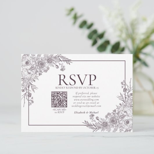  krottenwijk Paarse platte lijn Art QR-code RSVP (Staand voorkant)