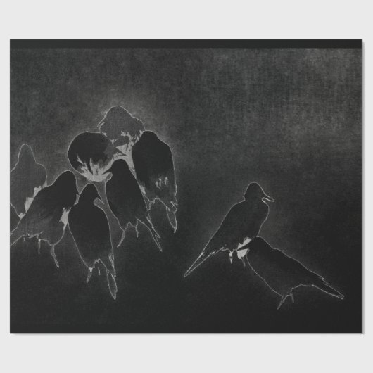 KROW SUMI INK JAPANESE OVER ZWARTE GIFT WRAPPING CADEAUPAPIER (Vlak)